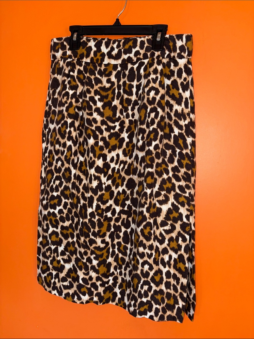 J.Crew Linen Blend Leopard Print Midi Pencil Skirt Brown/Black/White Size 8/Med